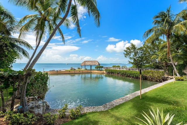 water view with a gazebo