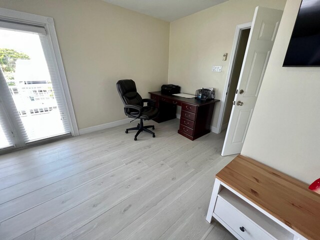 office with light hardwood / wood-style flooring