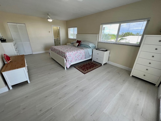 bedroom featuring light hardwood / wood-style flooring