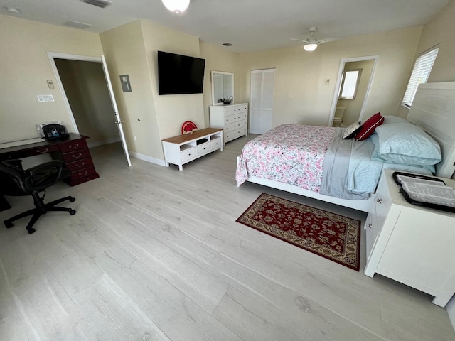 bedroom featuring light hardwood / wood-style floors