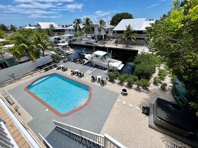 view of swimming pool with a patio area