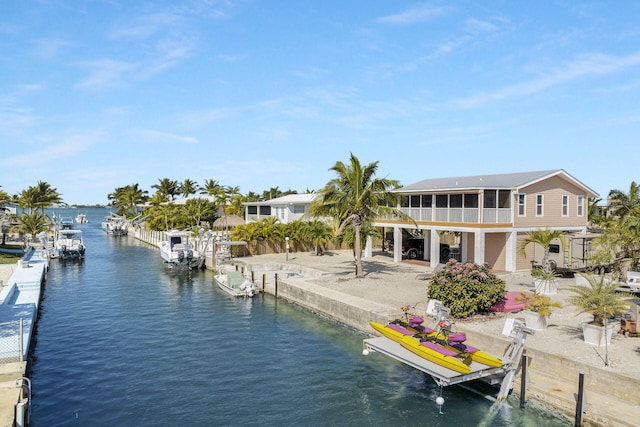 exterior space featuring a boat dock