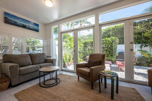 sunroom featuring french doors