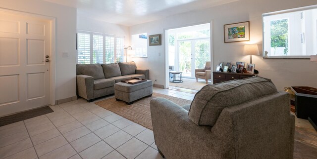 view of tiled living room