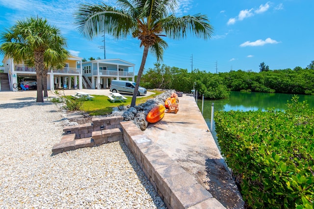 dock area featuring a water view