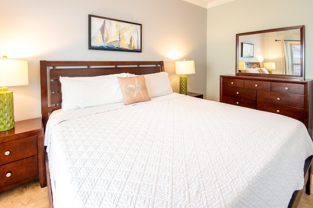 bedroom featuring ornamental molding