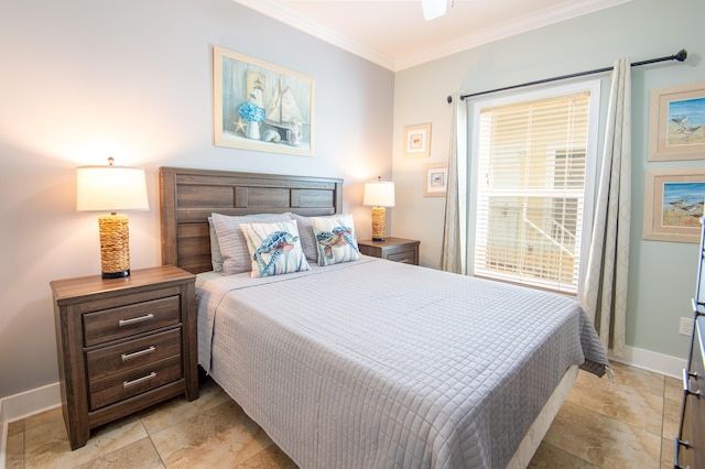 bedroom featuring crown molding