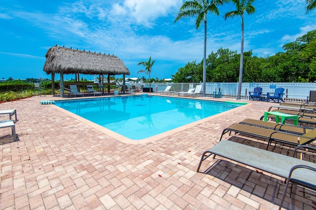 view of pool with a gazebo and a patio