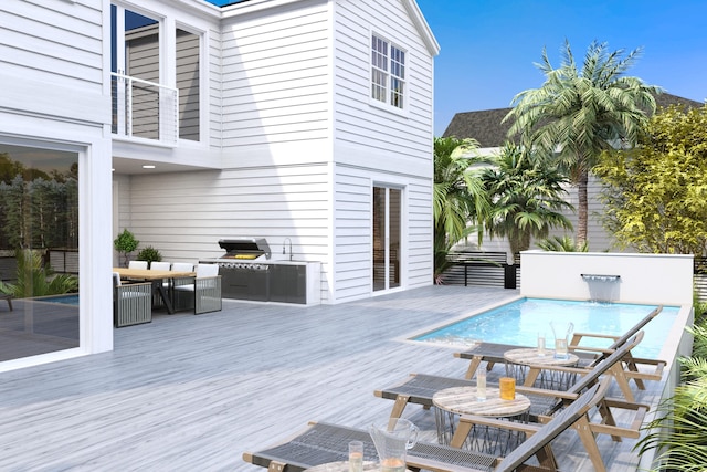 1314 Johnson St, Key West, FL 33040 - outdoor pool with outdoor dining area and a wooden deck