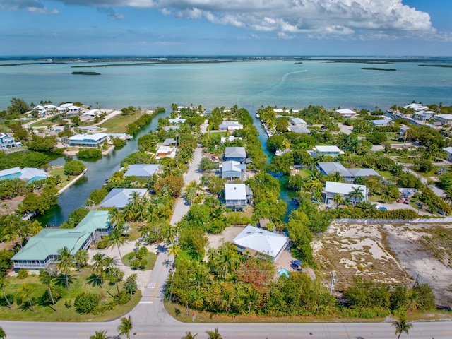 bird's eye view featuring a residential view and a water view