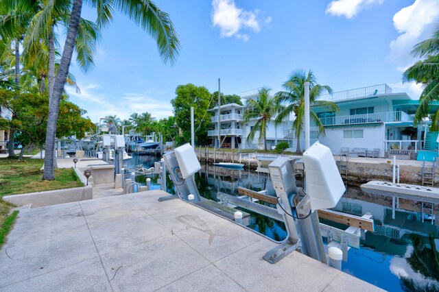 view of dock featuring a water view