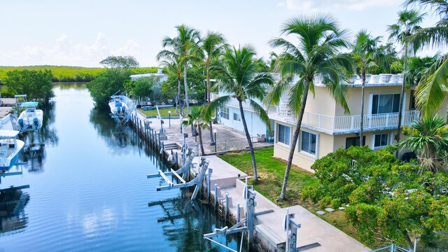 exterior space featuring a water view