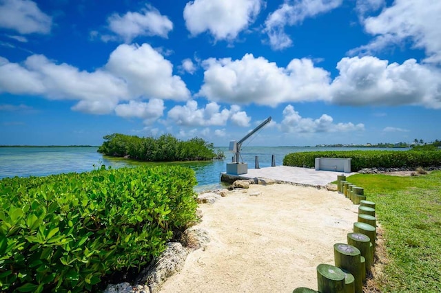 exterior space featuring a water view