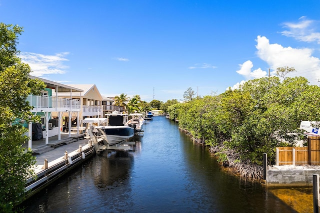 view of dock featuring a water view