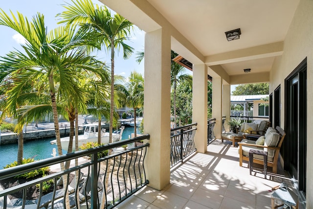 balcony with a water view