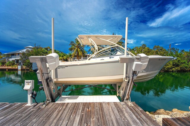 view of dock featuring a water view