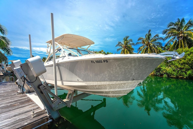 dock area featuring a water view