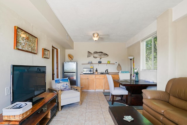 view of tiled living room