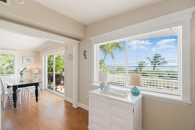 interior space with hardwood / wood-style floors