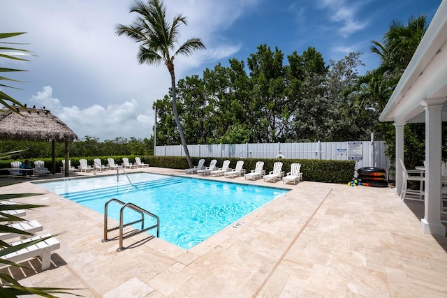 view of pool with a gazebo and a patio area