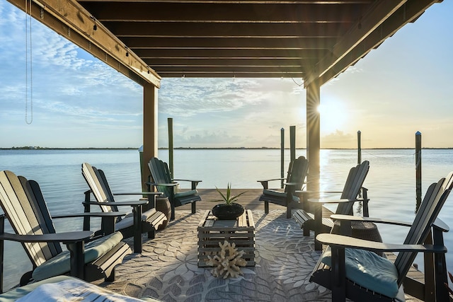 view of dock featuring a water view