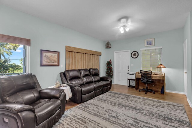 living room with wood-type flooring