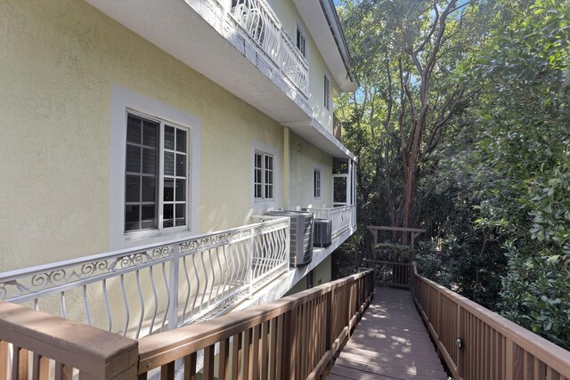 balcony with central air condition unit