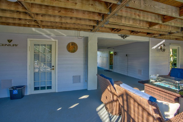 view of patio featuring an outdoor living space