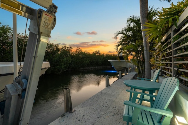 view of water feature featuring a dock