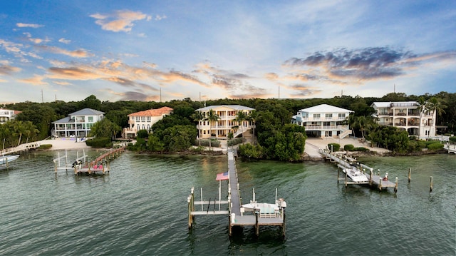 exterior space featuring a water view