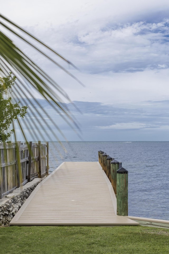 view of dock featuring a water view