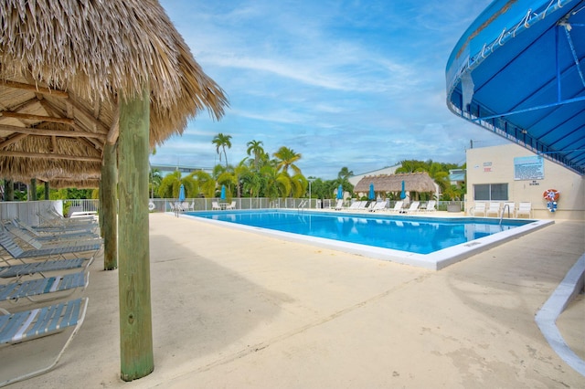 view of pool featuring a patio