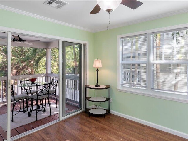 unfurnished dining area with ceiling fan