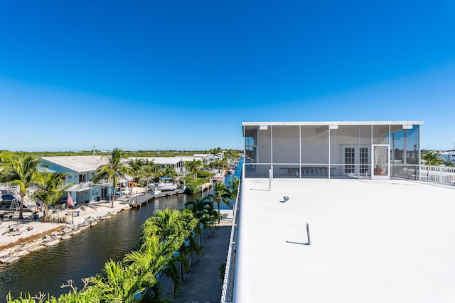 exterior space featuring a water view