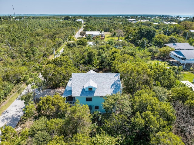 aerial view with a wooded view