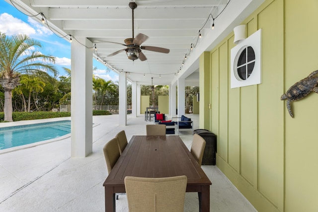 view of patio / terrace featuring an outdoor living space and ceiling fan