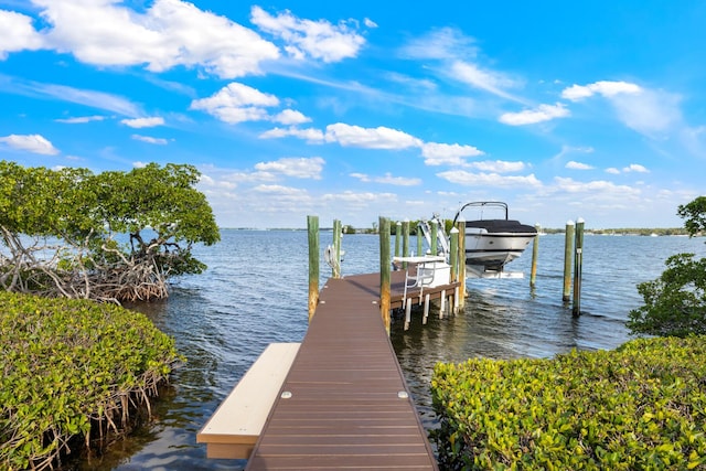 dock area featuring a water view