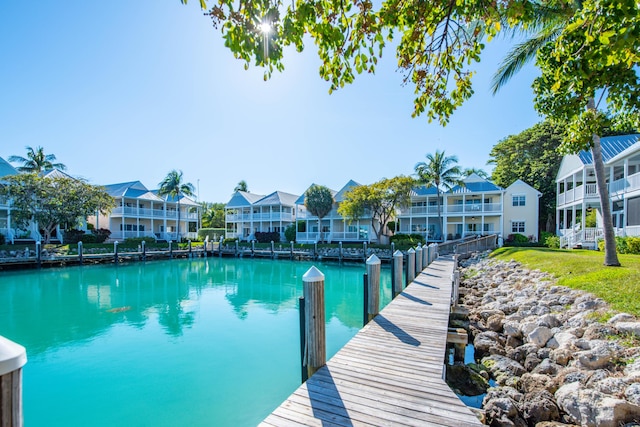 view of dock featuring a water view