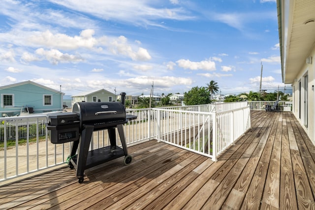 deck featuring grilling area