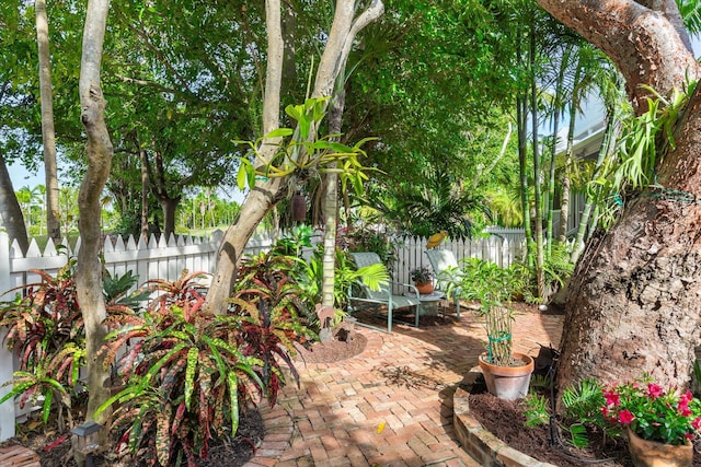 view of patio featuring a fenced backyard