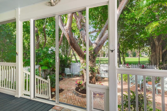 view of unfurnished sunroom