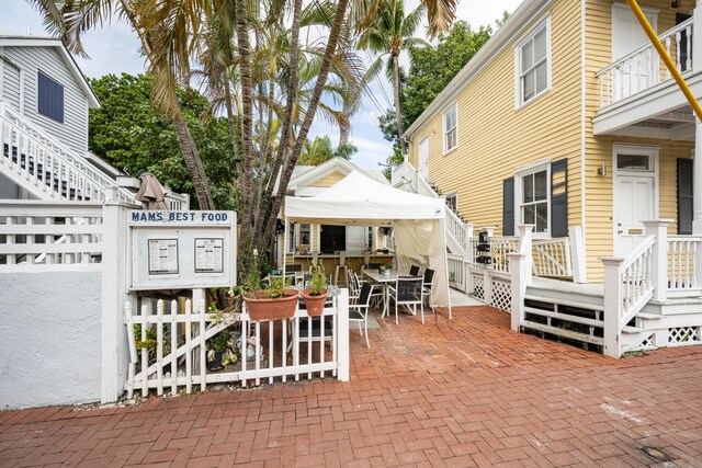 view of patio featuring a gazebo