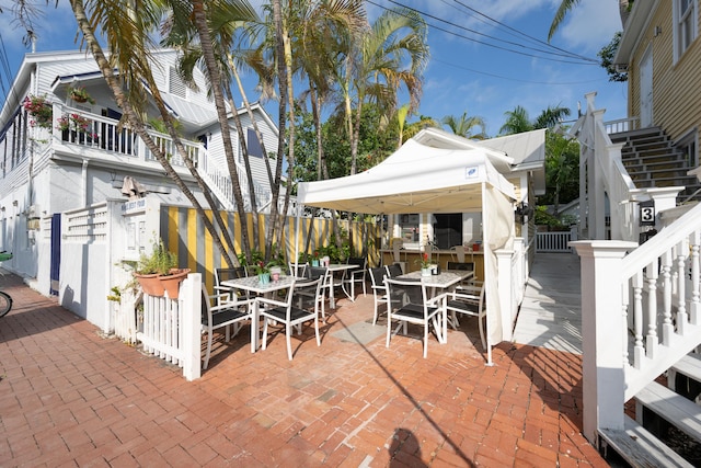 view of patio featuring a gazebo