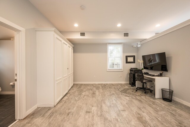 office area featuring light wood-type flooring