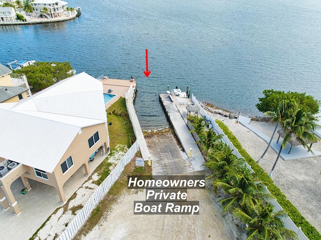 bird's eye view featuring a water view