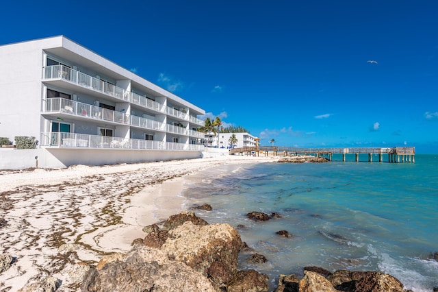 property view of water featuring a view of the beach