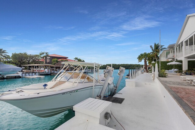 view of dock featuring a water view