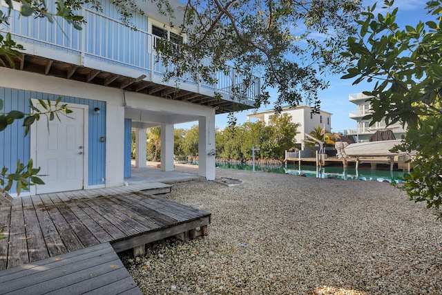 view of yard with a wooden deck