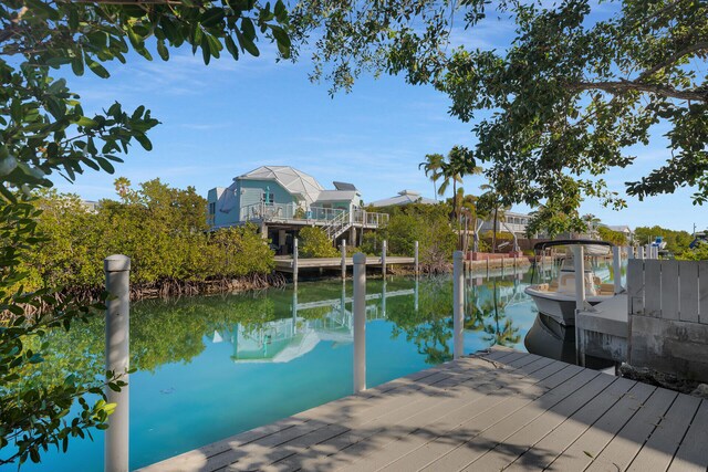 dock area featuring a water view