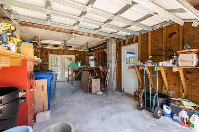 garage featuring french doors